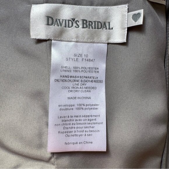 NWT David's Bridal F14847 Short Crinkle Chiffon Dress Front Cascade Mercury 10 - Picture 4 of 14